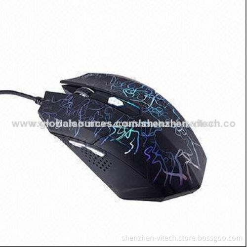 6D Gaming Drive Optical Mouse with LED RED Light, 800-1,200dpi Resolution